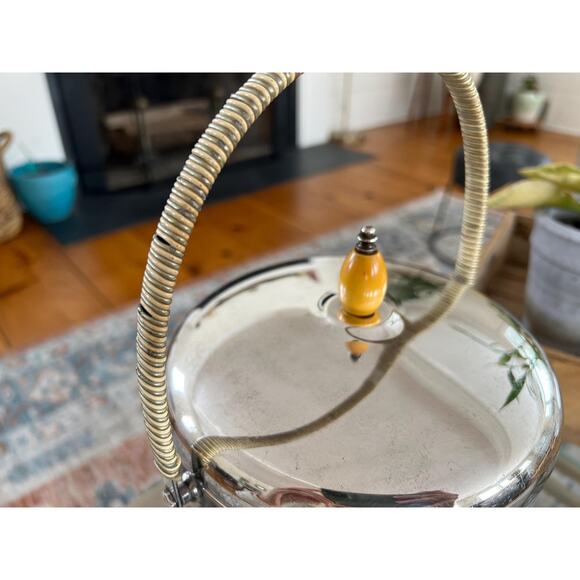 Vintage Silver MCM Ice Bucket Sheffield Silver Company Pyrex Insert, Made in USA - Picture 5 of 10